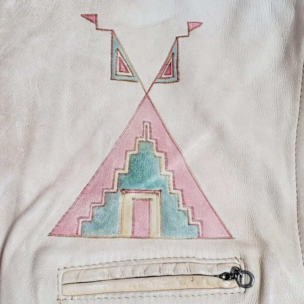 Ralph Lauren Country Polo Women Leather Vest Native American USA made 80s Vtg - Picture 6 of 16